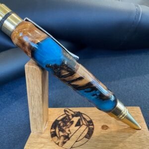Fidget Pen burl and blue resin